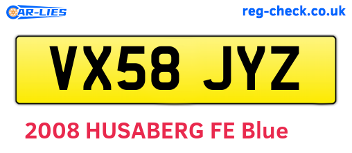 VX58JYZ are the vehicle registration plates.