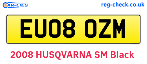 EU08OZM are the vehicle registration plates.