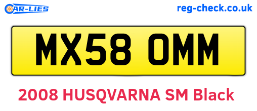 MX58OMM are the vehicle registration plates.