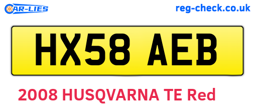 HX58AEB are the vehicle registration plates.