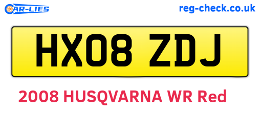 HX08ZDJ are the vehicle registration plates.