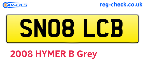SN08LCB are the vehicle registration plates.