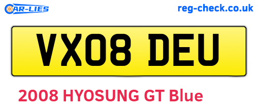 VX08DEU are the vehicle registration plates.
