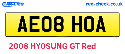 AE08HOA are the vehicle registration plates.
