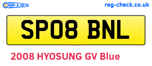 SP08BNL are the vehicle registration plates.