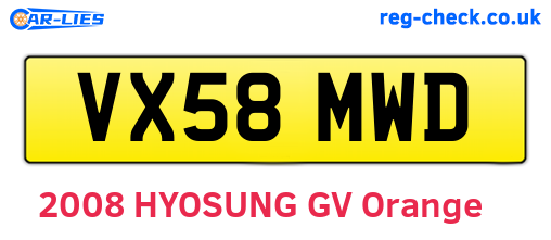 VX58MWD are the vehicle registration plates.
