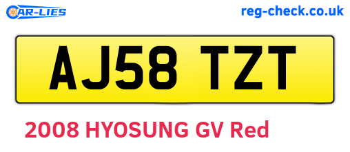 AJ58TZT are the vehicle registration plates.