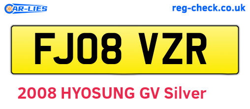 FJ08VZR are the vehicle registration plates.