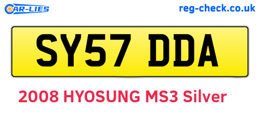 SY57DDA are the vehicle registration plates.