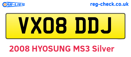VX08DDJ are the vehicle registration plates.