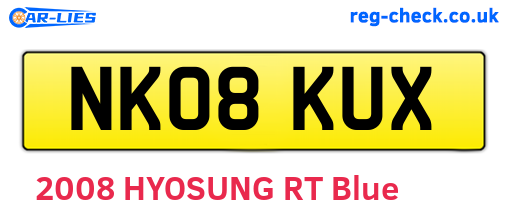 NK08KUX are the vehicle registration plates.
