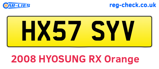 HX57SYV are the vehicle registration plates.
