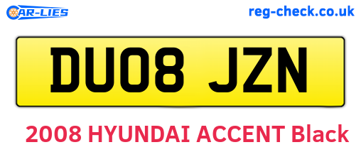 DU08JZN are the vehicle registration plates.