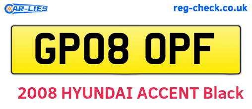 GP08OPF are the vehicle registration plates.