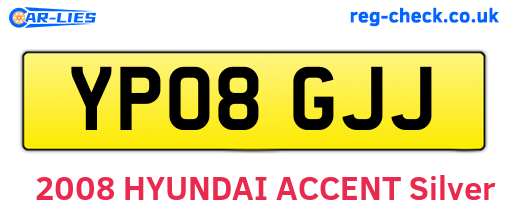 YP08GJJ are the vehicle registration plates.