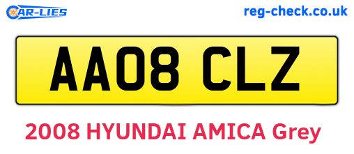 AA08CLZ are the vehicle registration plates.