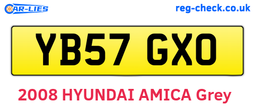 YB57GXO are the vehicle registration plates.