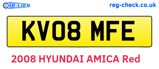 KV08MFE are the vehicle registration plates.