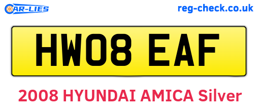 HW08EAF are the vehicle registration plates.