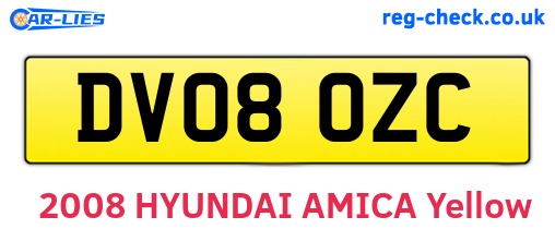 DV08OZC are the vehicle registration plates.
