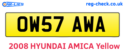 OW57AWA are the vehicle registration plates.