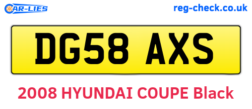 DG58AXS are the vehicle registration plates.