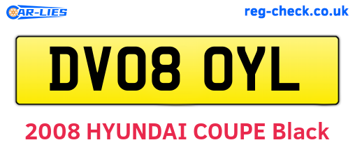 DV08OYL are the vehicle registration plates.