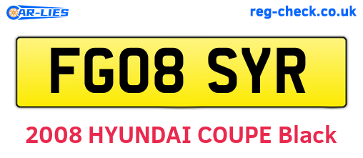 FG08SYR are the vehicle registration plates.
