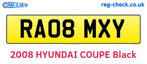 RA08MXY are the vehicle registration plates.