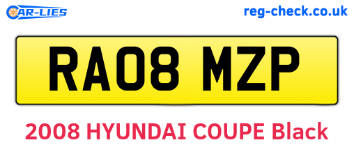 RA08MZP are the vehicle registration plates.