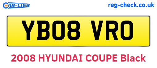 YB08VRO are the vehicle registration plates.