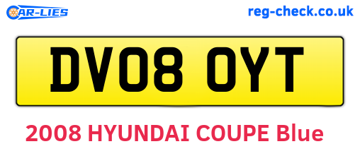 DV08OYT are the vehicle registration plates.