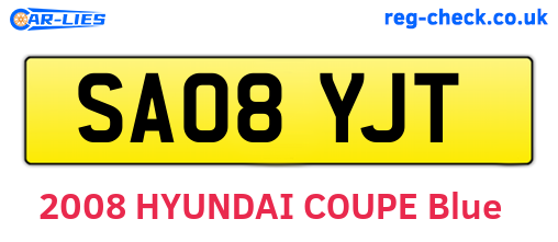 SA08YJT are the vehicle registration plates.