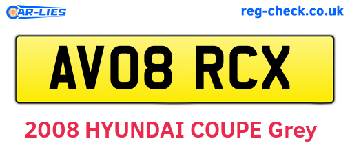 AV08RCX are the vehicle registration plates.