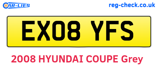 EX08YFS are the vehicle registration plates.