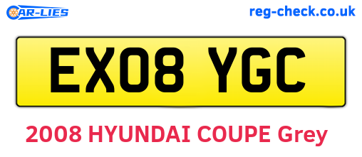 EX08YGC are the vehicle registration plates.