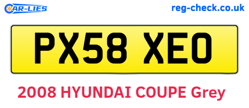 PX58XEO are the vehicle registration plates.