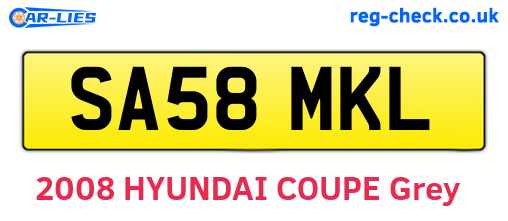 SA58MKL are the vehicle registration plates.