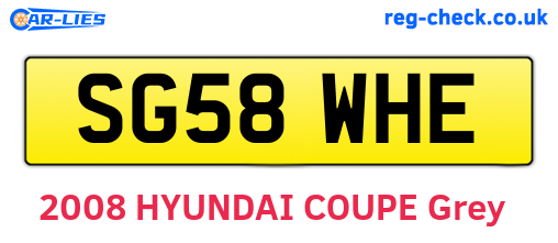 SG58WHE are the vehicle registration plates.