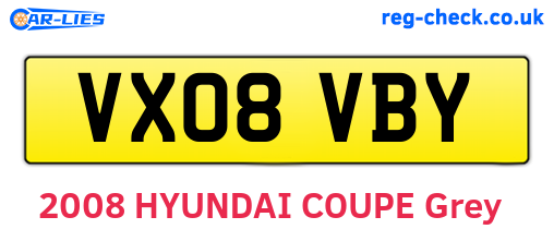 VX08VBY are the vehicle registration plates.