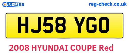 HJ58YGO are the vehicle registration plates.