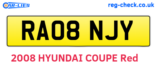 RA08NJY are the vehicle registration plates.