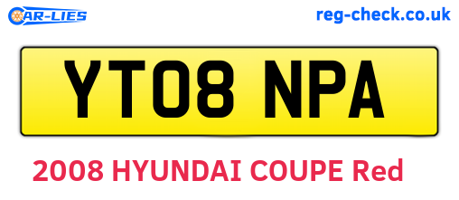 YT08NPA are the vehicle registration plates.