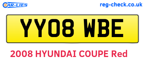 YY08WBE are the vehicle registration plates.