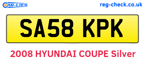 SA58KPK are the vehicle registration plates.