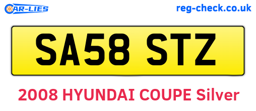 SA58STZ are the vehicle registration plates.