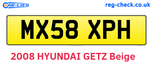 MX58XPH are the vehicle registration plates.