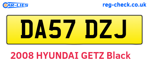DA57DZJ are the vehicle registration plates.