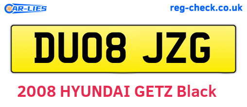 DU08JZG are the vehicle registration plates.