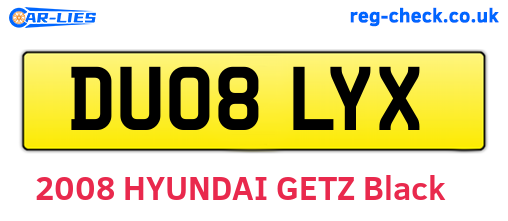 DU08LYX are the vehicle registration plates.